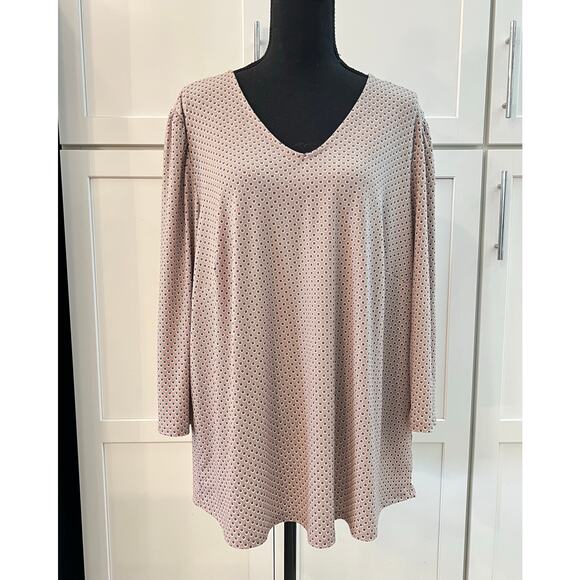 Adrianna Papell V-neck Long 3/4 Sleeve Blouse Top Women's Plus Size 2X Neutral - Picture 7 of 10
